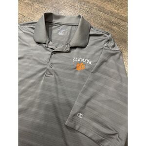 Clemson Tigers Champion Polo‎ Size Xl Gray Embroidered Logo